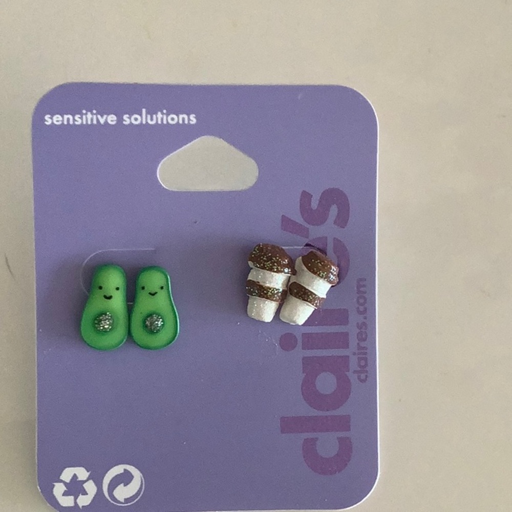 Avocado and coffee stud earrings!